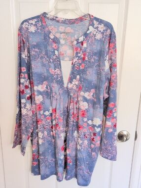 NWT Woman Within Blue Layered Look Tunic - 2X 26/28